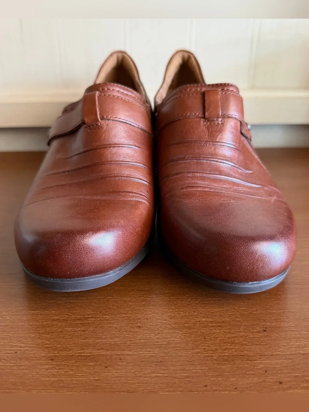 Clarks Artisan Rosalyn Nicole Brown Leather Slip On Comfort Loafer Block 10 Wide